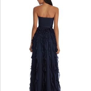 Cascading gown that’s full of frill